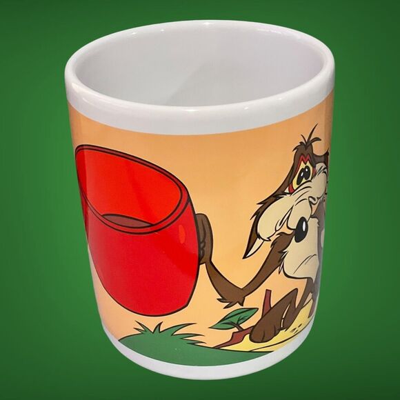 1996 JUMBO Looney Tunes Wile E Coyote Will Work For Coffee 30oz Mug Warner Bro - Picture 3 of 13
